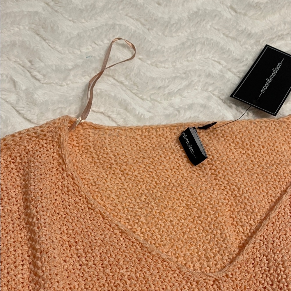 NWT Moon & Madison Oversized Peach Loose Knit Sweater - Picture 10 of 15